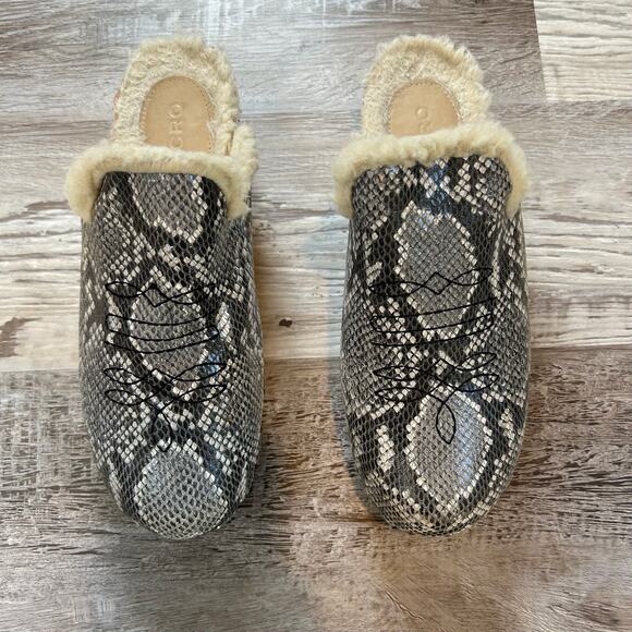 Pilcro Faux Shearling Snakeskin Clogs Wood Platform Mule Slip Ons Size 9 - Picture 12 of 12